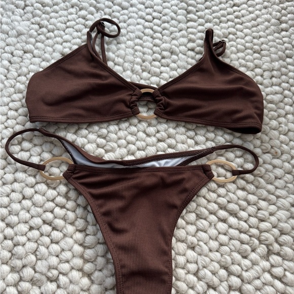 SHEIN Brown Classic Bikini Set with Knotted Detail - Picture 1 of 3